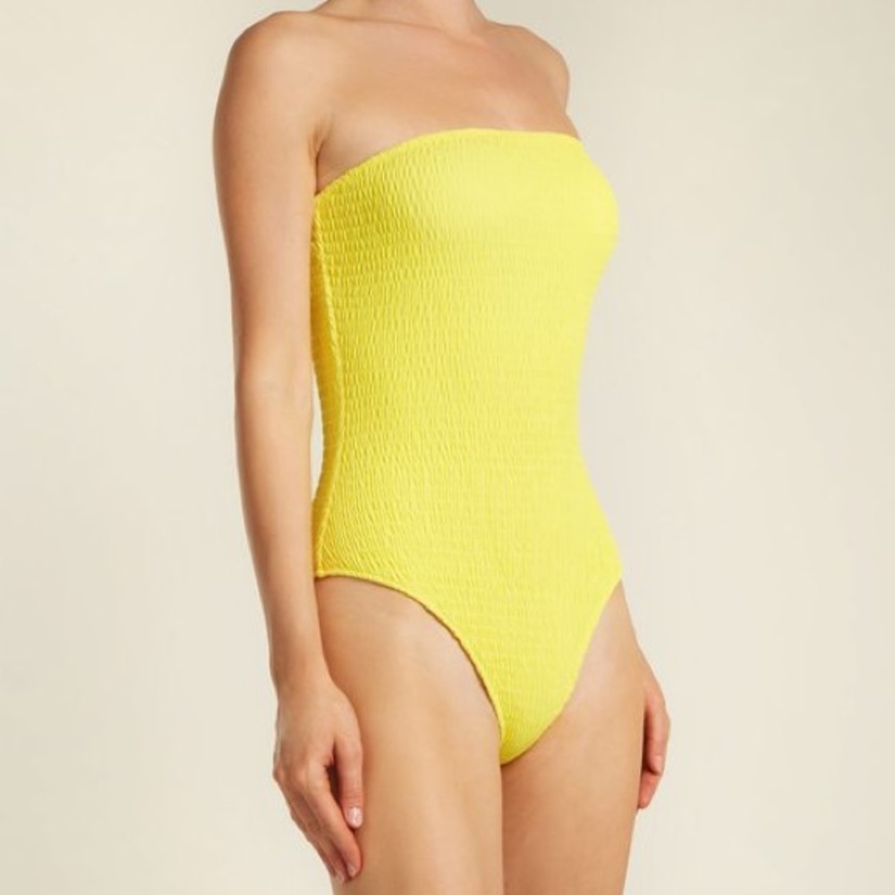 Diane von Furstenberg DVF - Smocked Yellow Strapless Swimsuit